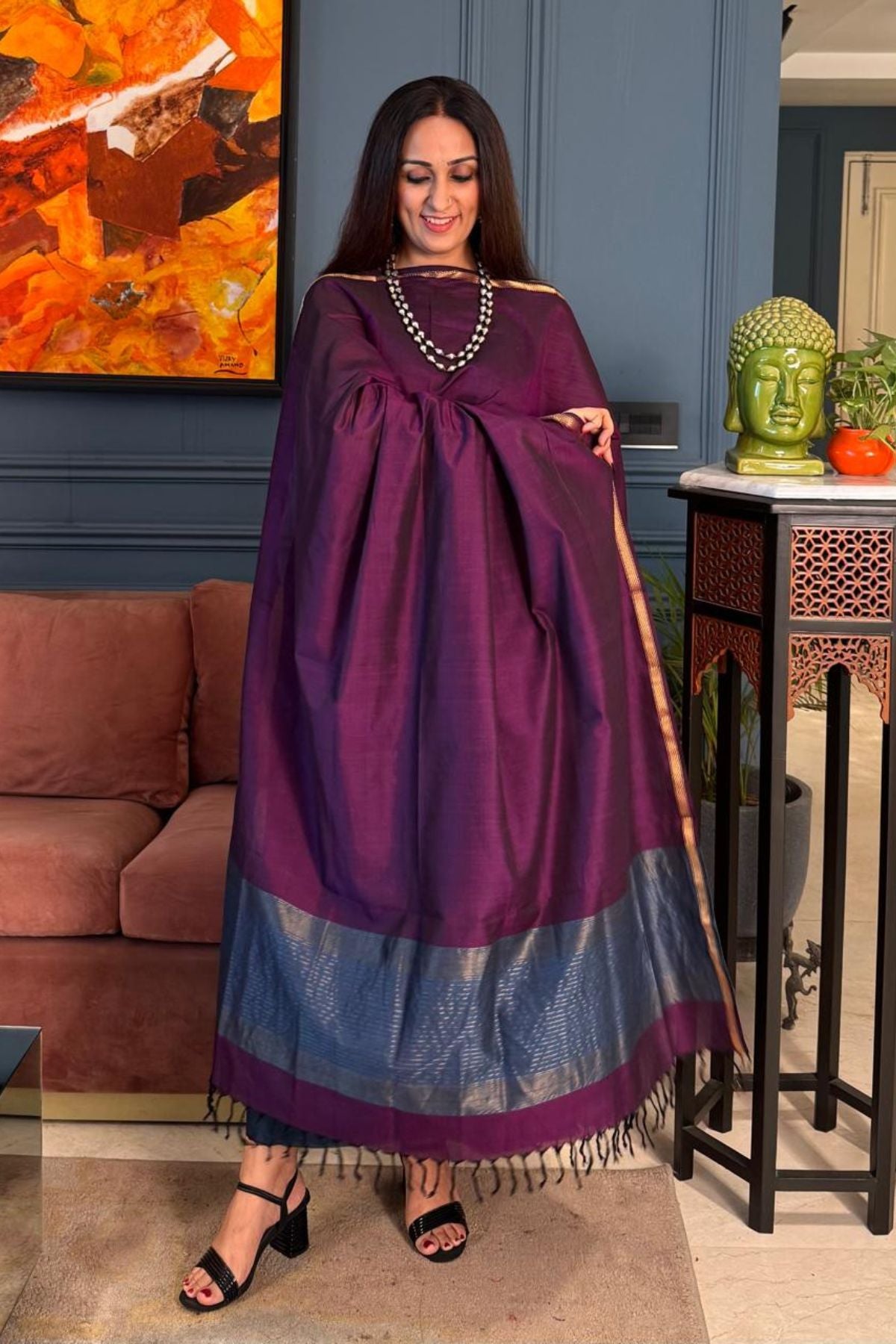 Handloom Maheshwari cotton kurta dupatta sets